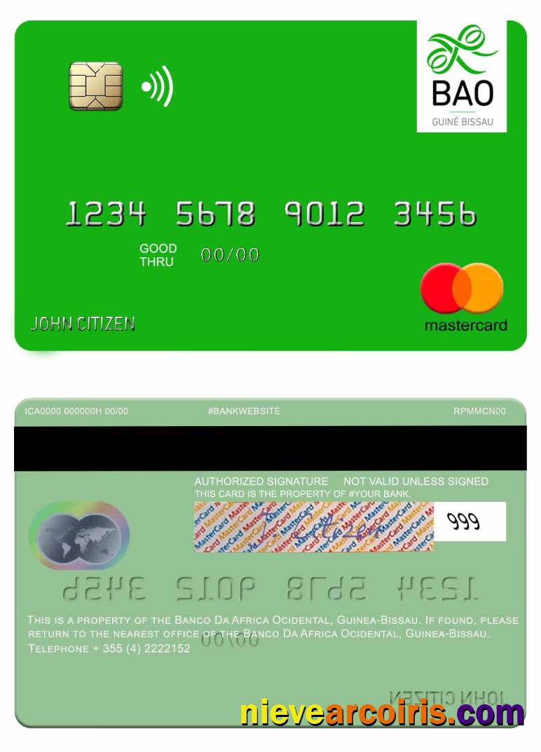 Guinea Bissau Banco Da Africa Ocidental Mastercard Template