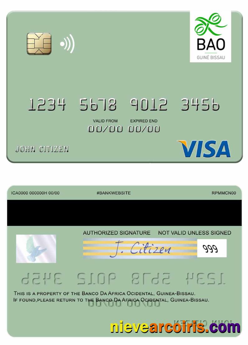 Guinea Bissau Banco Da Africa Ocidental Visa Debit Card Photolook