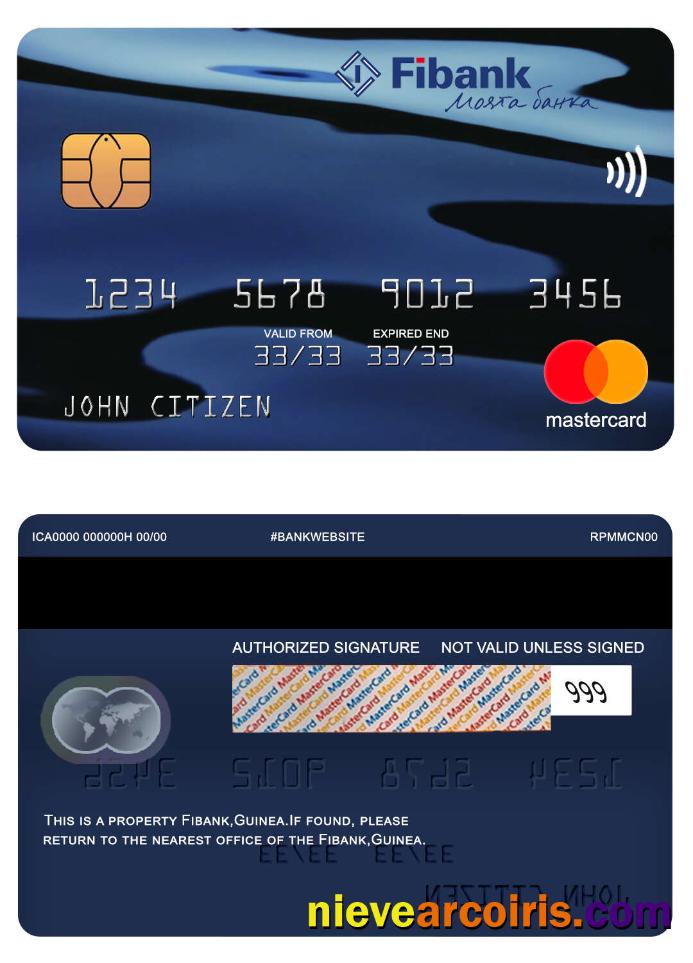 Guinea Fibank Bank Mastercard Template