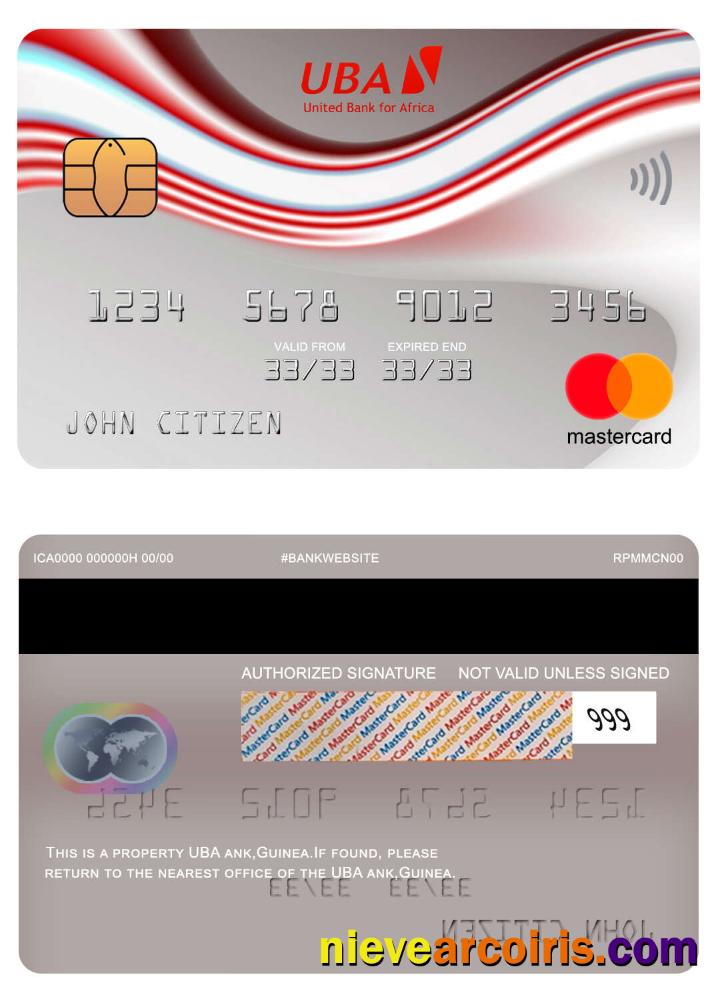 Guinea UBA Bank Mastercard Sample