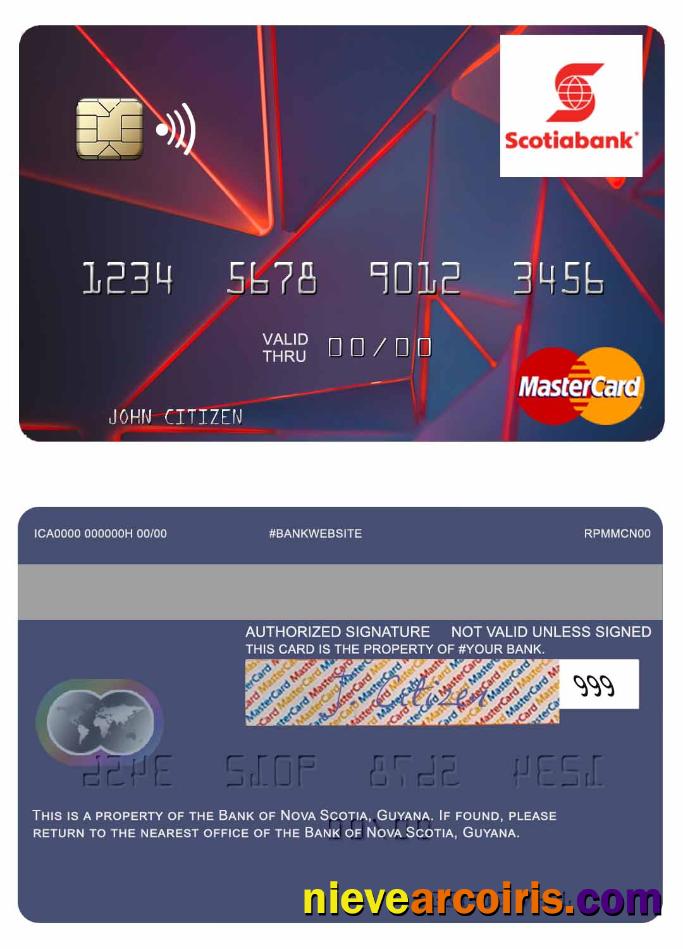 Guyana Bank Of Nova Scotia Mastercard Sample