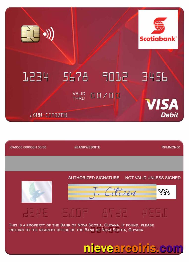 Guyana Bank Of Nova Scotia Visa Debit Card Template