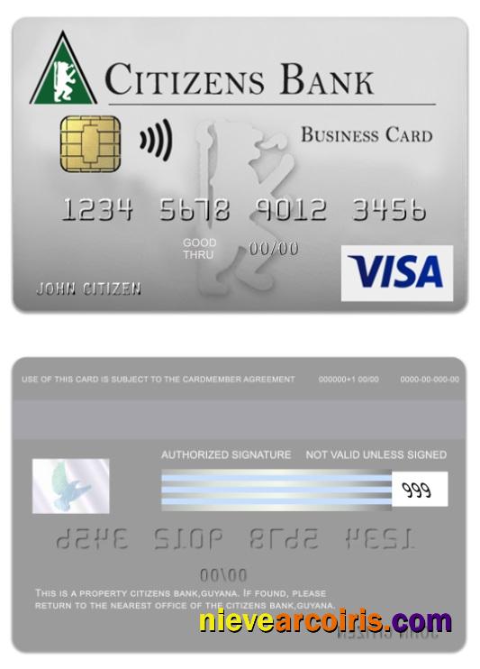 Guyana Citizens Bank Visa Business Card Sample