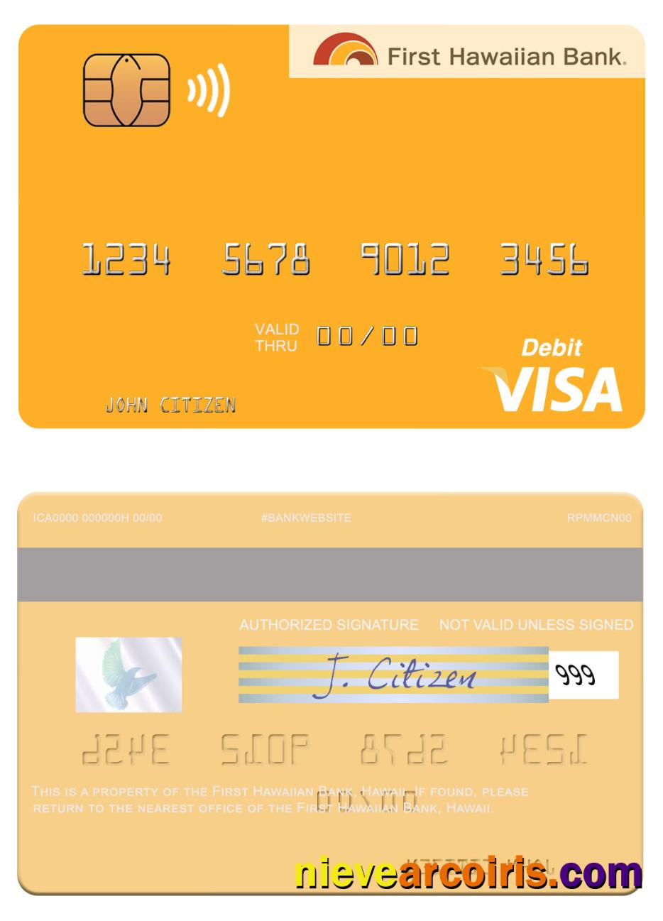 Hawaii First Hawaiian Bank Visa Debit Card Sample