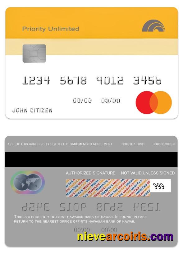 Hawaii Priority Unlimite Cash Back Credit Mastercard Sample