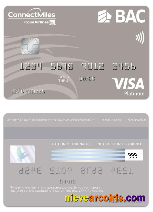 Honduras BAC Bank Visa Platinum Card Photolook
