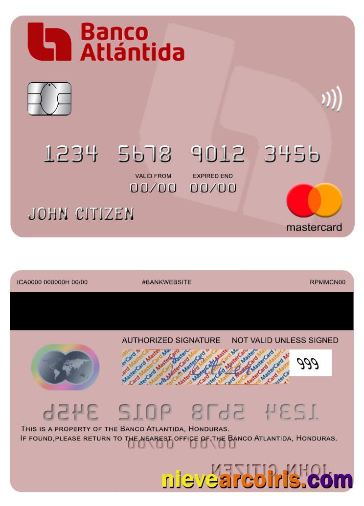 Honduras Banco Atlantida Mastercard Template