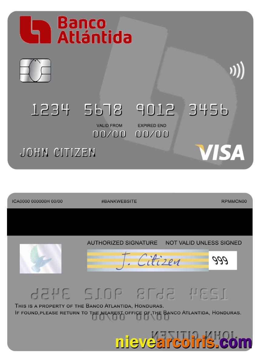 Honduras Banco Atlantida Visa Card Preview