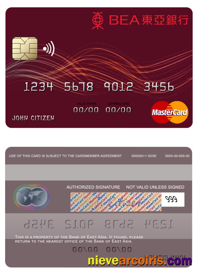 Hong Kong Bank Of East Asia Mastercard Preview