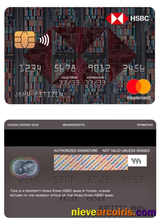 Hong Kong HSBC Bank Mastercard Sample
