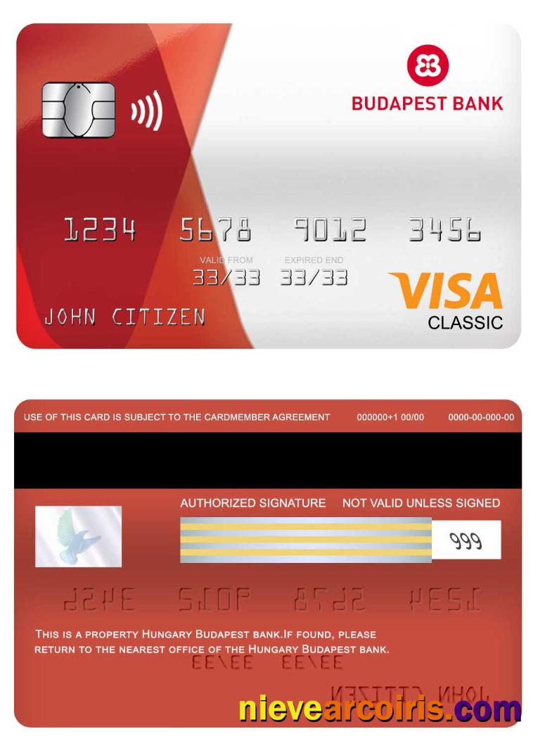 Hungary Budapest Bank Visa Classic Card Template