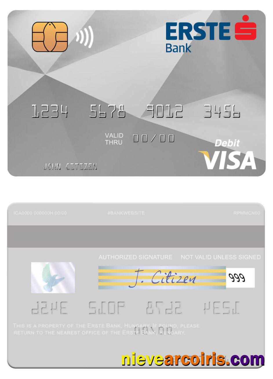 Hungary Erste Bank Visa Debit Card Template