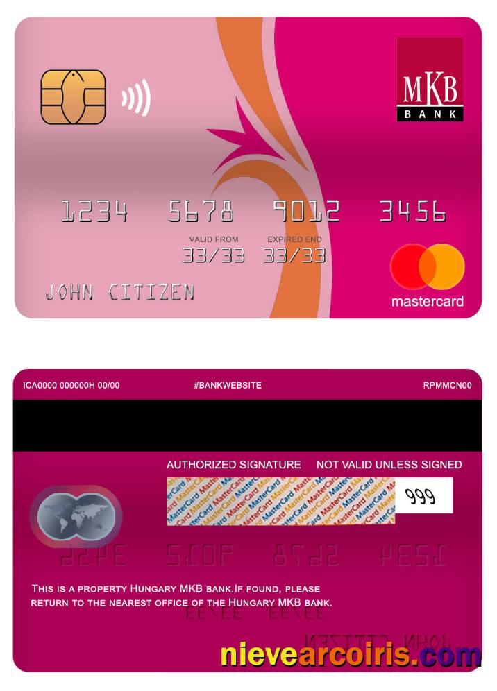 Hungary MKB Bank Mastercard Sample