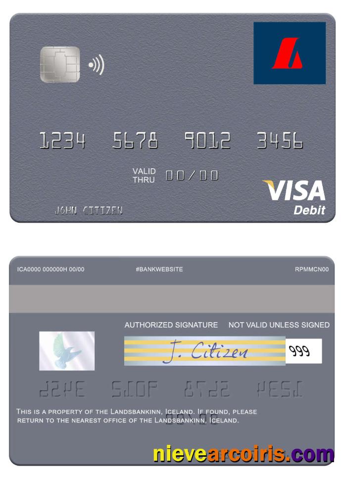Iceland Landsbankinn Visa Debit Card Sample