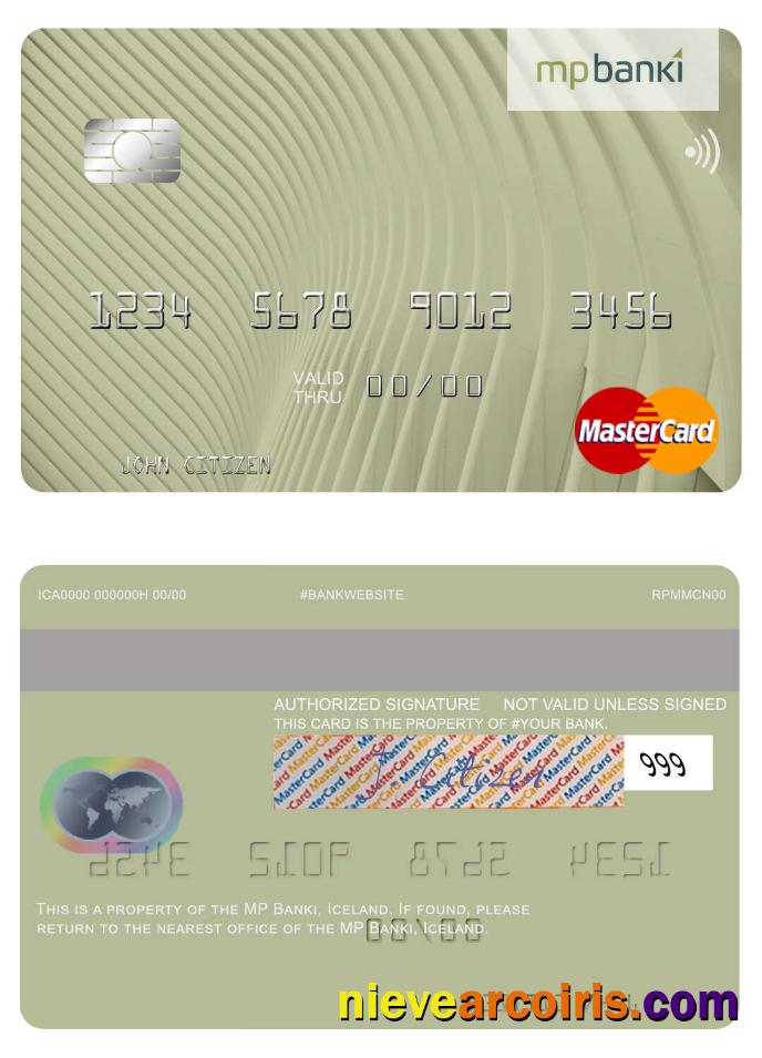 Iceland MP Banki Mastercard Template