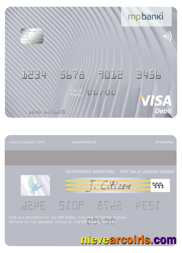 Iceland MP Banki Visa Debit Card Sample