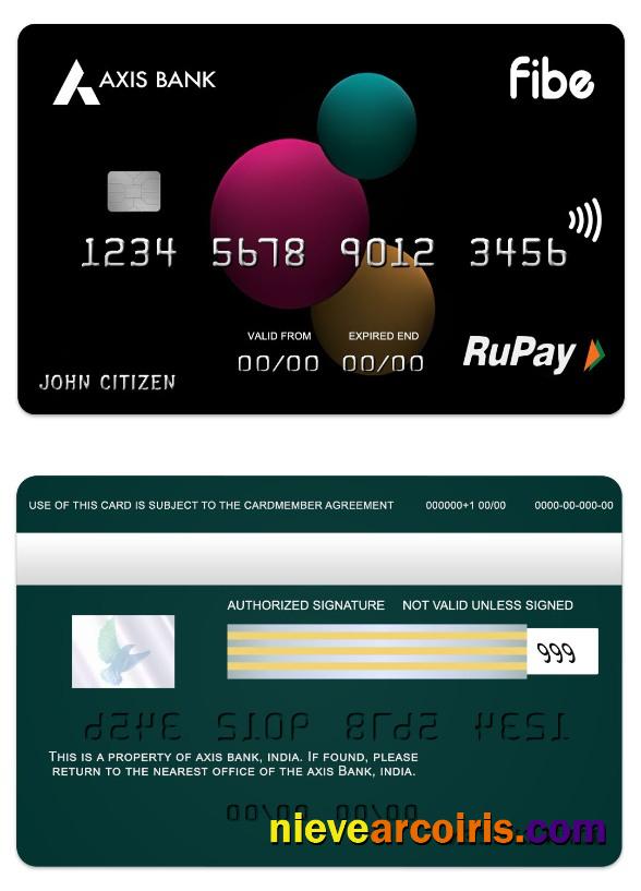 India Axis Bank Fibe RuPay Credit Card Sample