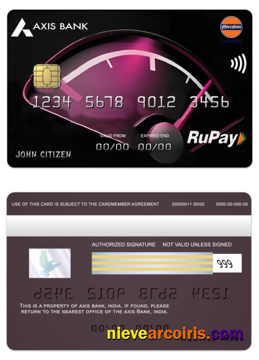 India Axis Bank IOCL RuPay Credit Card Sample