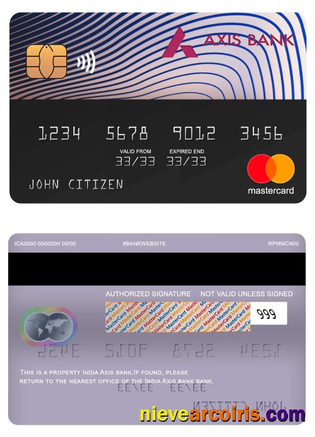 India Axis Bank Mastercard Sample