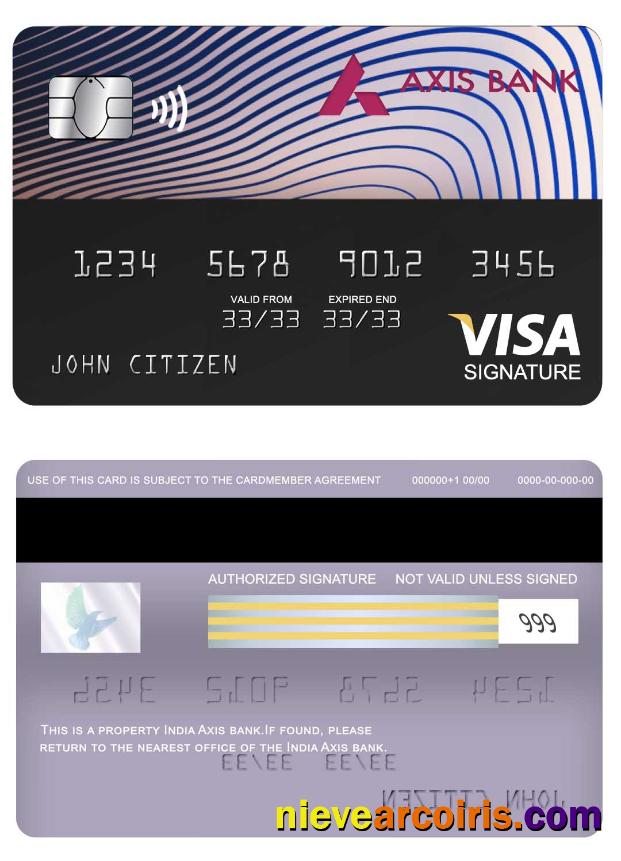 India Axis Bank Visa Signature Card Preview