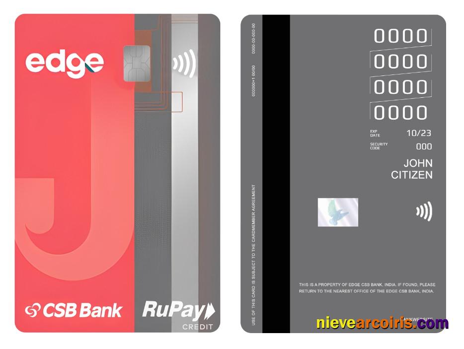 India Edge CSB Bank RuPay Credit Vertical Card Photolook