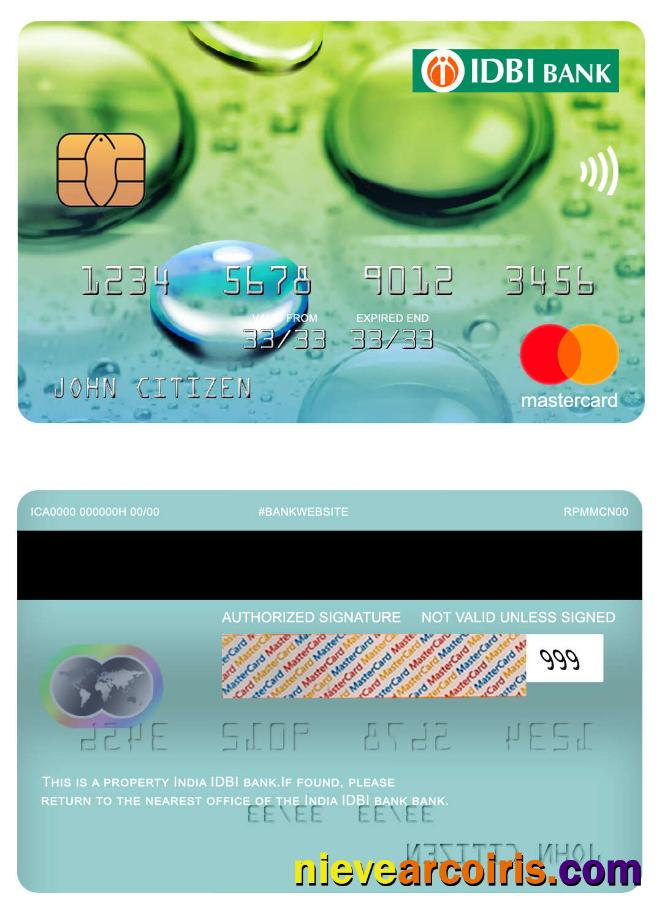 India IDBI Bank Mastercard Screen Template