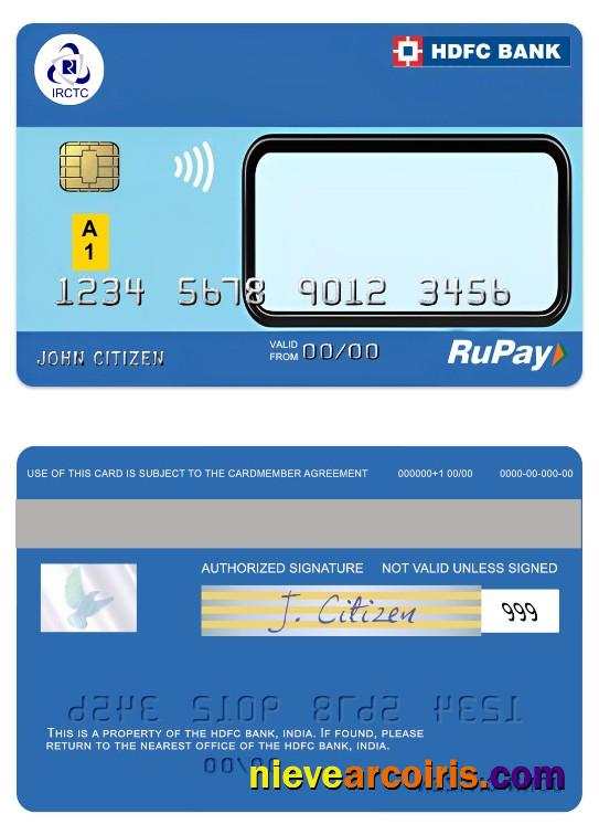 India IRCTC HDFC Bank RuPay Credit Card Photolook