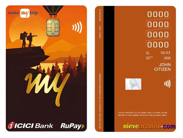 India Icici Bank RuPay MakeMyTrip Vertical Credit Card Photolook