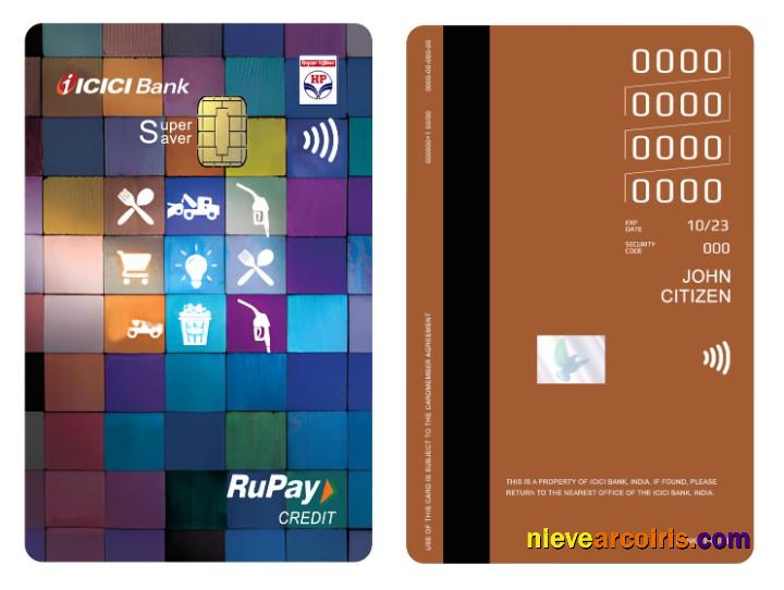 India Icici Bank RuPay Vertical Credit Card Template