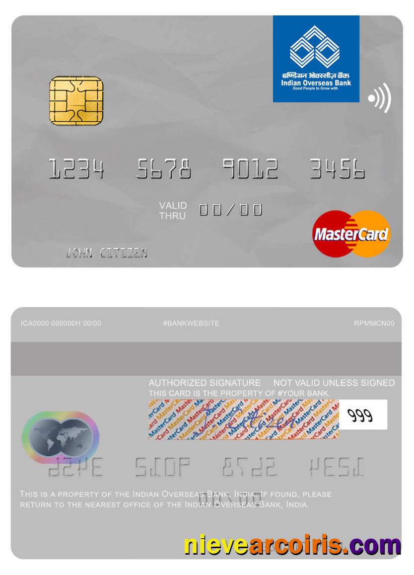 India Indian Overseas Bank Mastercard Sample