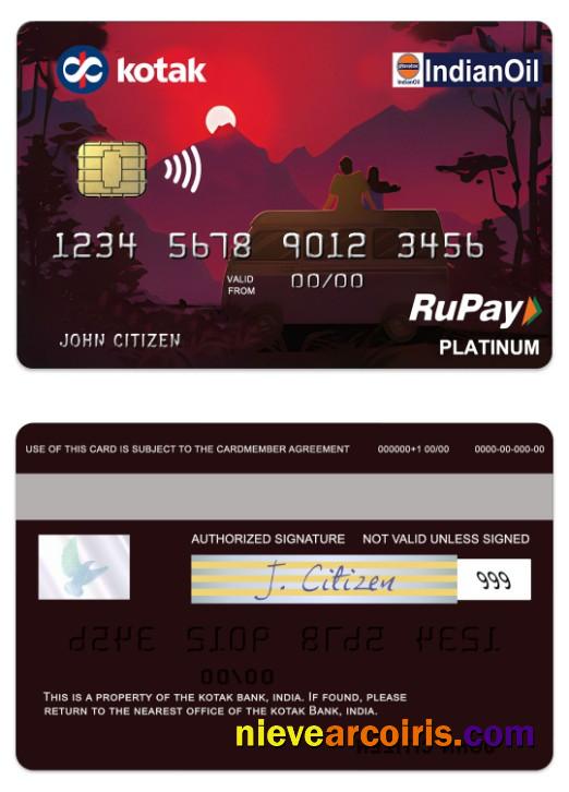 India Kotak Bank RuPay Platinum Credit Card Photolook
