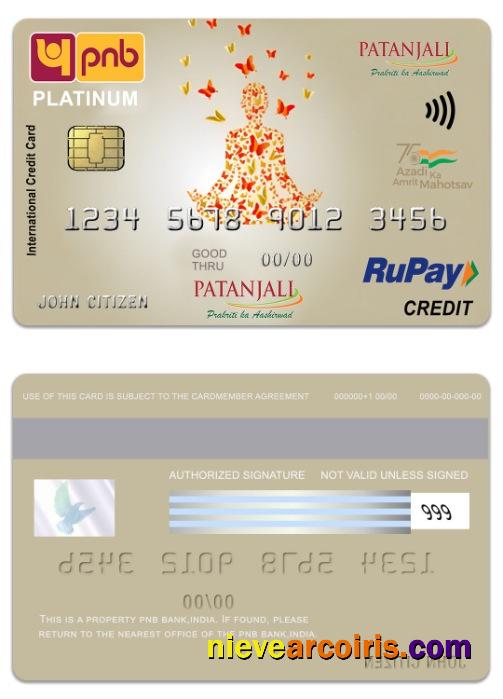 India PNB Bank Patanjali RuPay Platinum Credit Card Preview