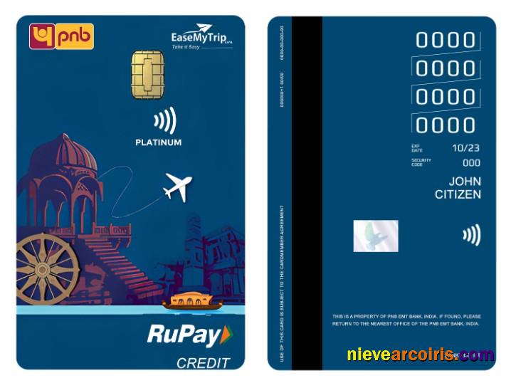 India PNB EMT Bank RuPay Platinum Credit Vertical Card Sample