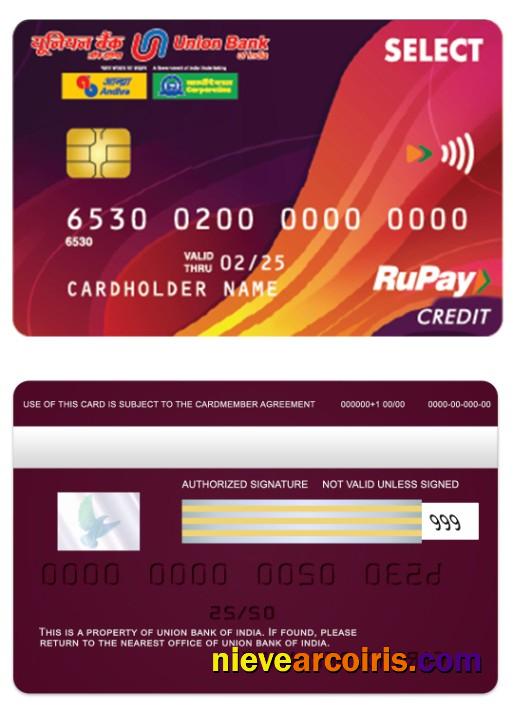 India Union Bank RuPay Credit Card Photolook
