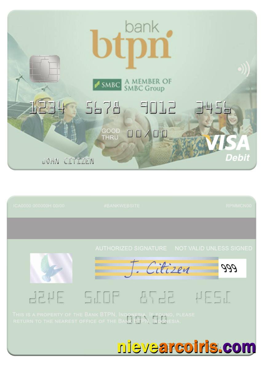 Indonesia Bank BTPN Visa Debit Card Sample