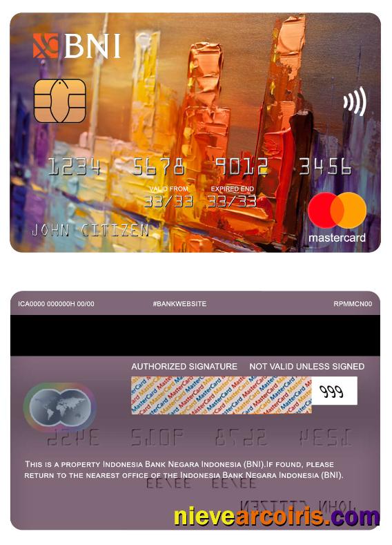 Indonesia Bank Negara Indonesia (BNI) Mastercard Template
