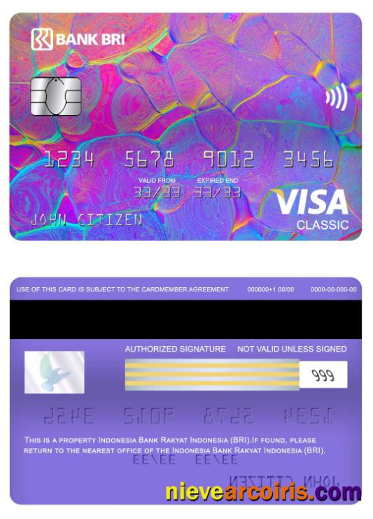 Indonesia Bank Rakyat Indonesia (BRI) Visa Classic Card Template