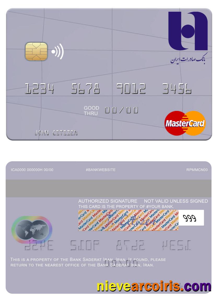 Iran Bank Saderat Iran Mastercard Template