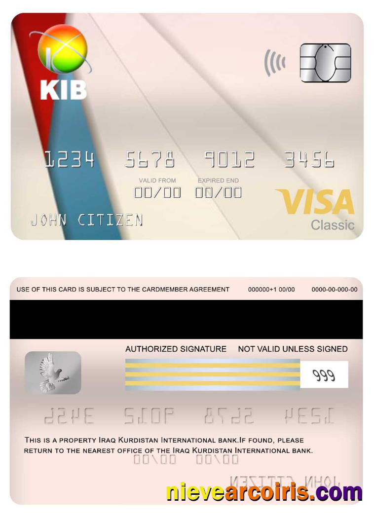 Iraq Kurdistan International Bank Visa Classic Card Photolook