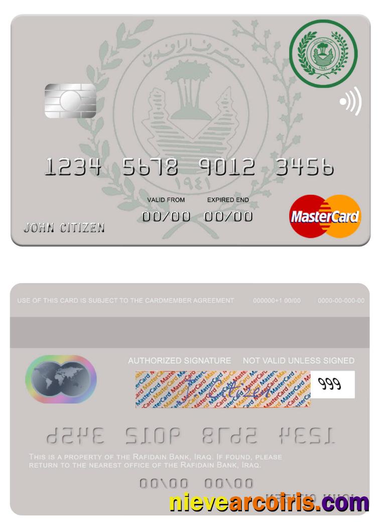 Iraq Rafidian Bank Mastercard Template