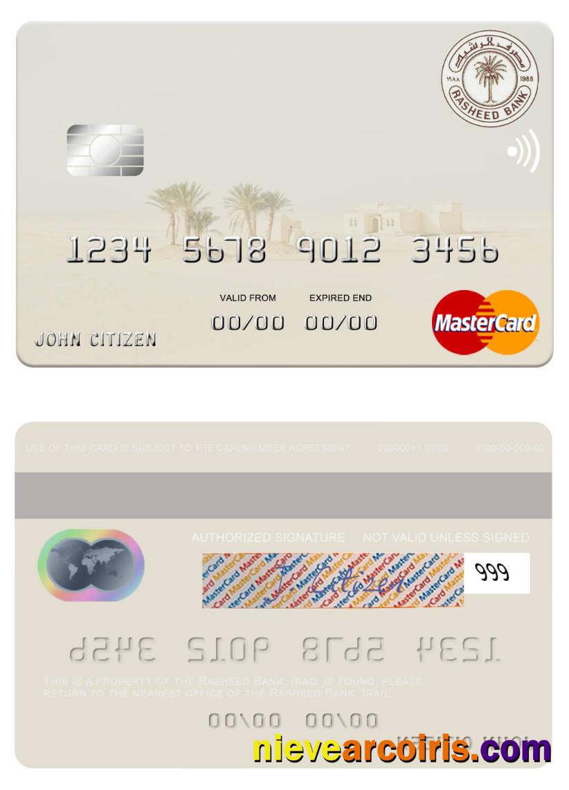 Iraq Rasheed Bank Mastercard Template