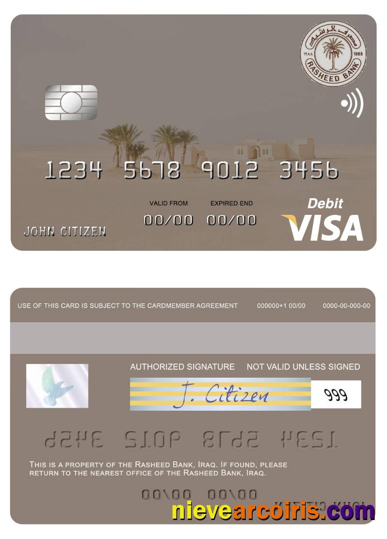 Iraq Rasheed Bank Visa Debit Card Preview