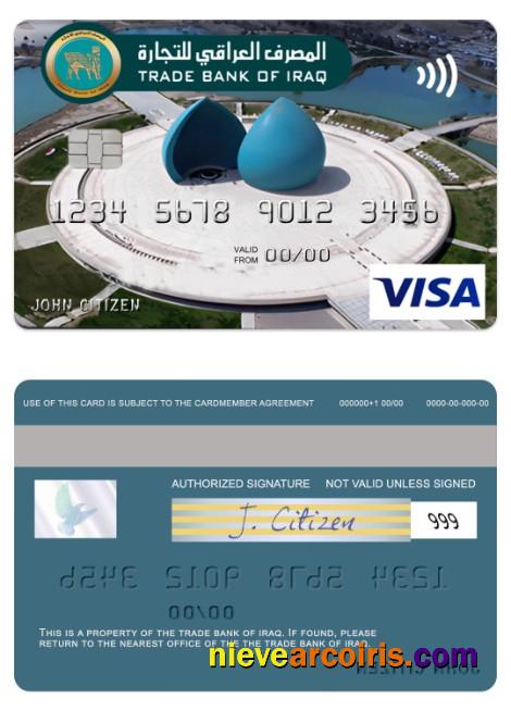Iraq Trade Bank Of Iraq Visia Classic Card Template