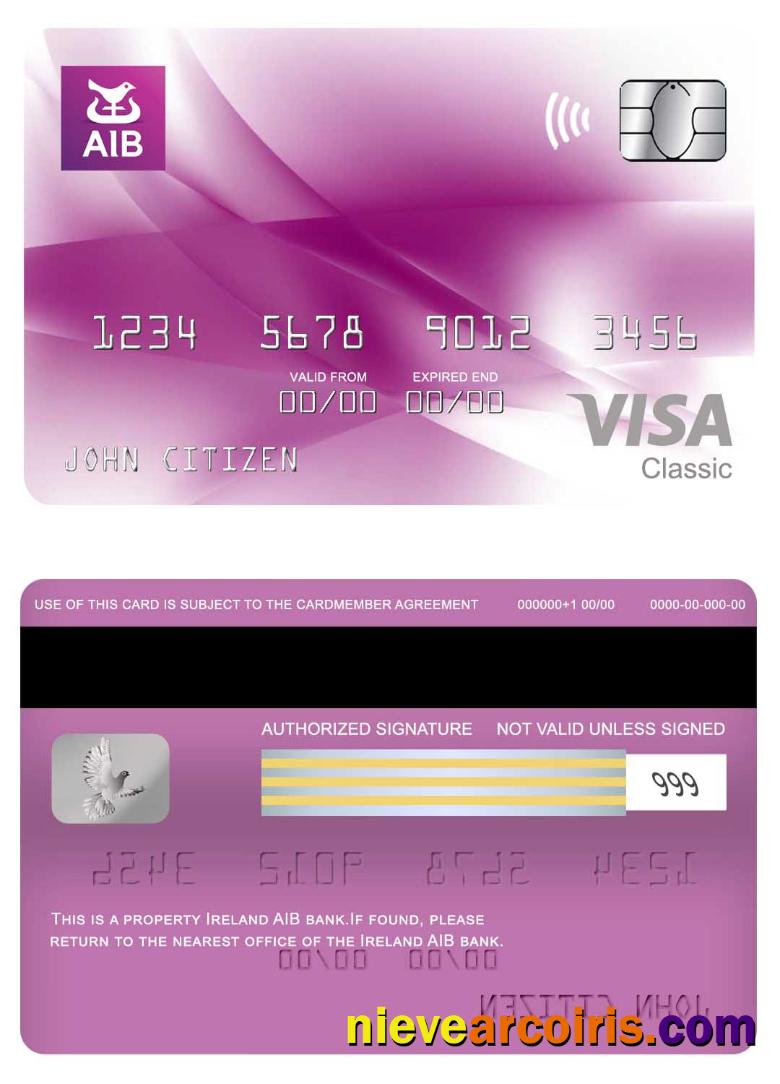Ireland AIB Bank Visa Classic Card Photolook