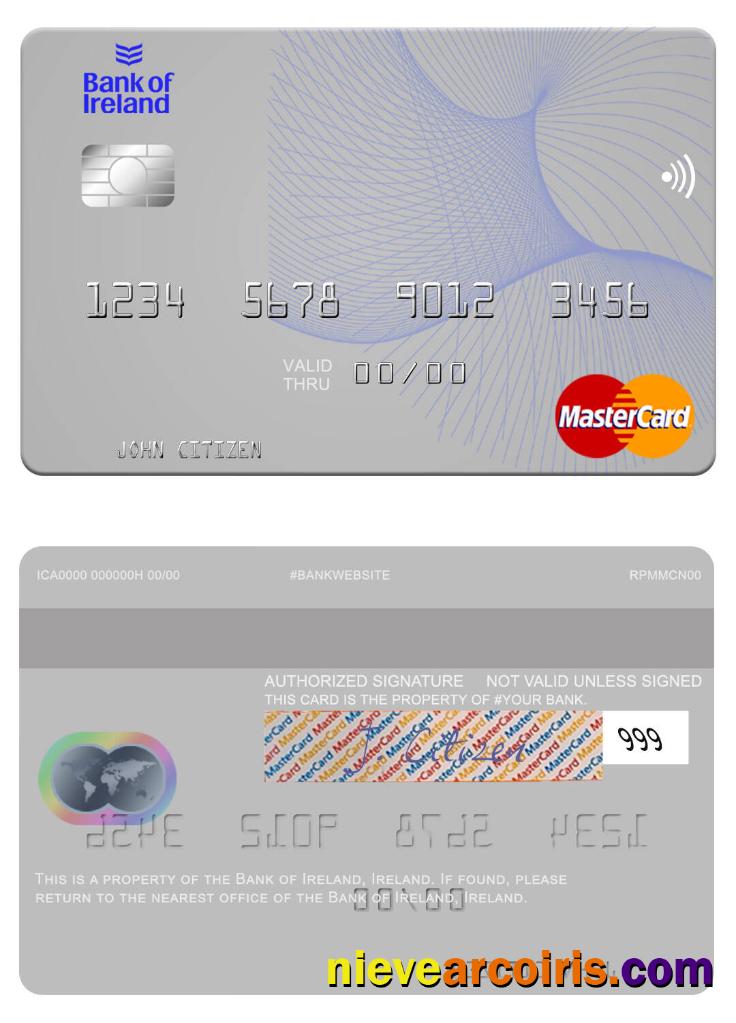 Ireland Bank Of Ireland Mastercard Sample