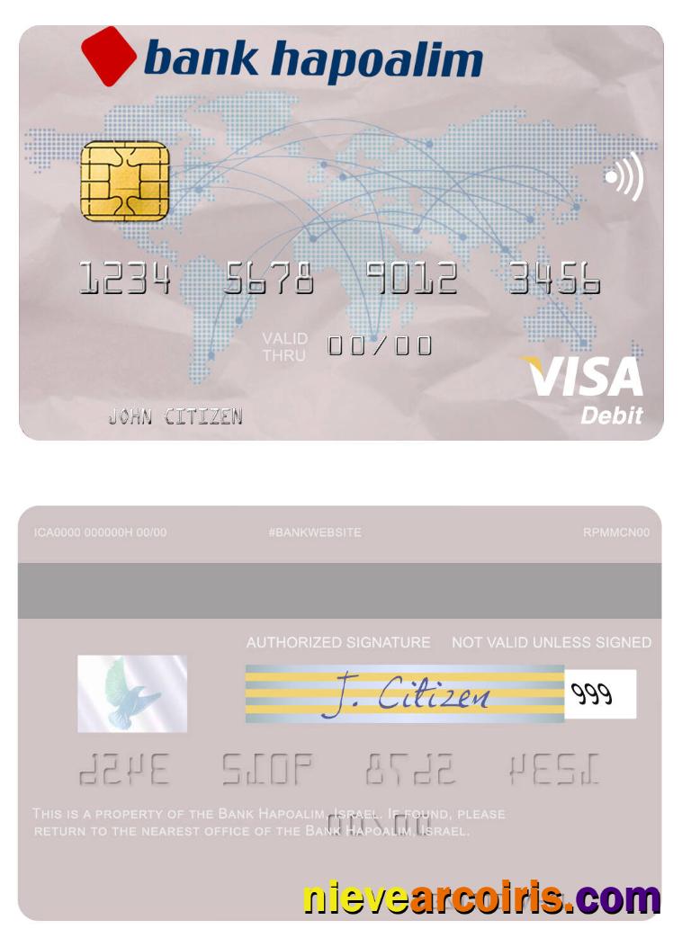 Israel Bank Hapoalim Visa Debit Card Template