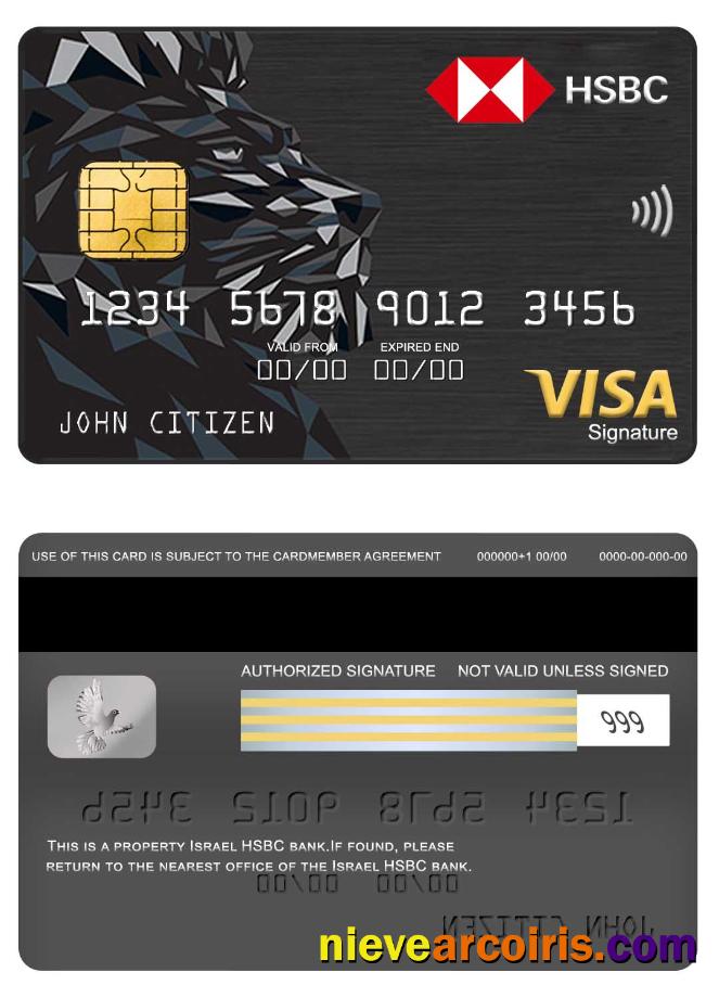 Israel HSBC Bank Visa Signature Card Template