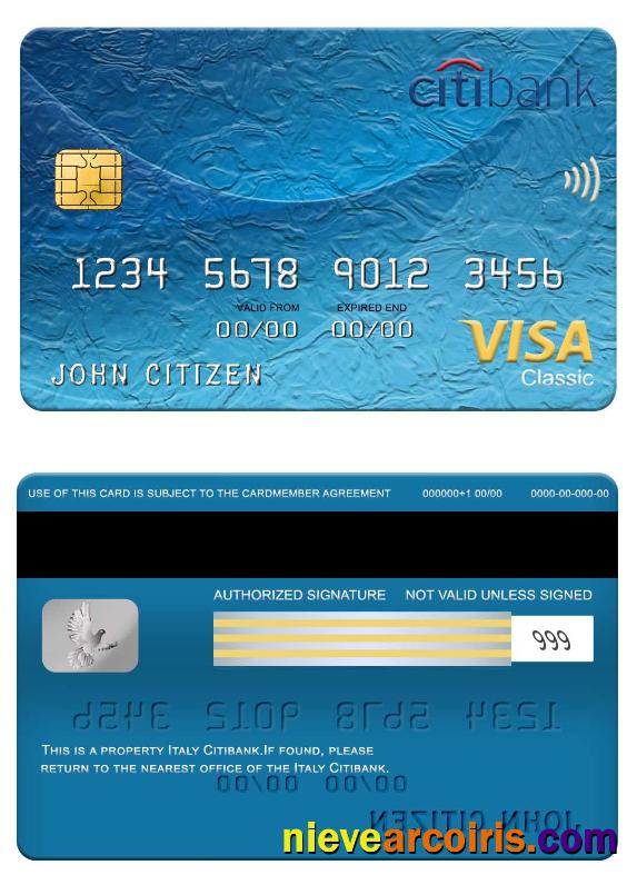 Italy Citibank Visa Classic Card Photolook