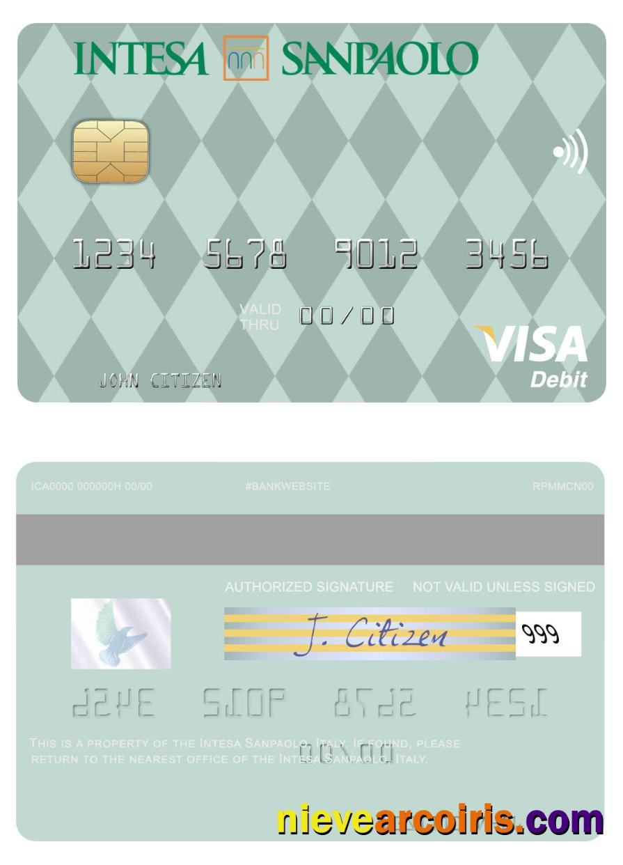 Italy Intesa Sanpaolo Visa Debit Card Photolook