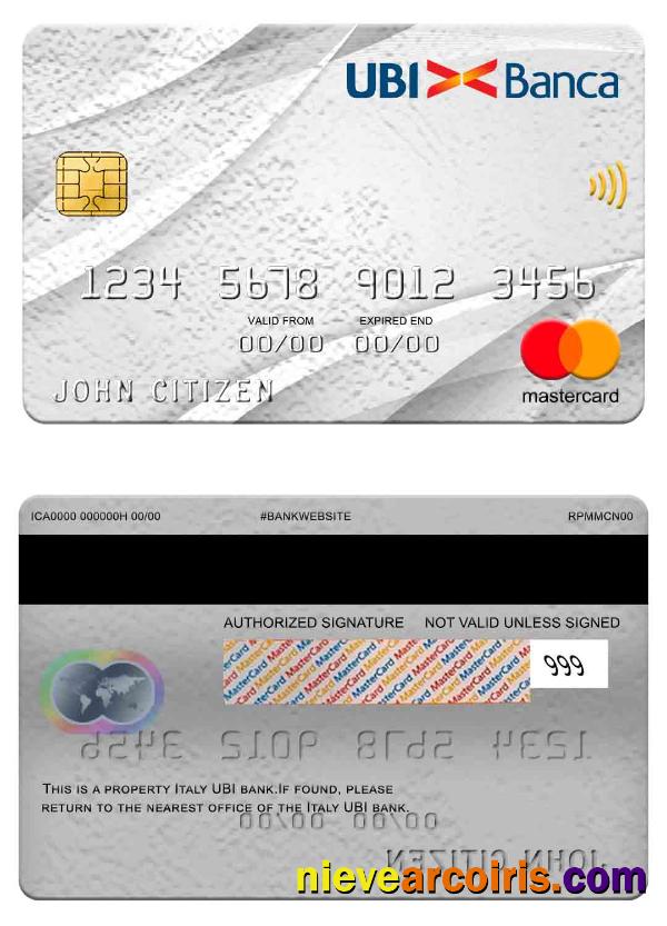 Italy UBI Bank Mastercard Sample